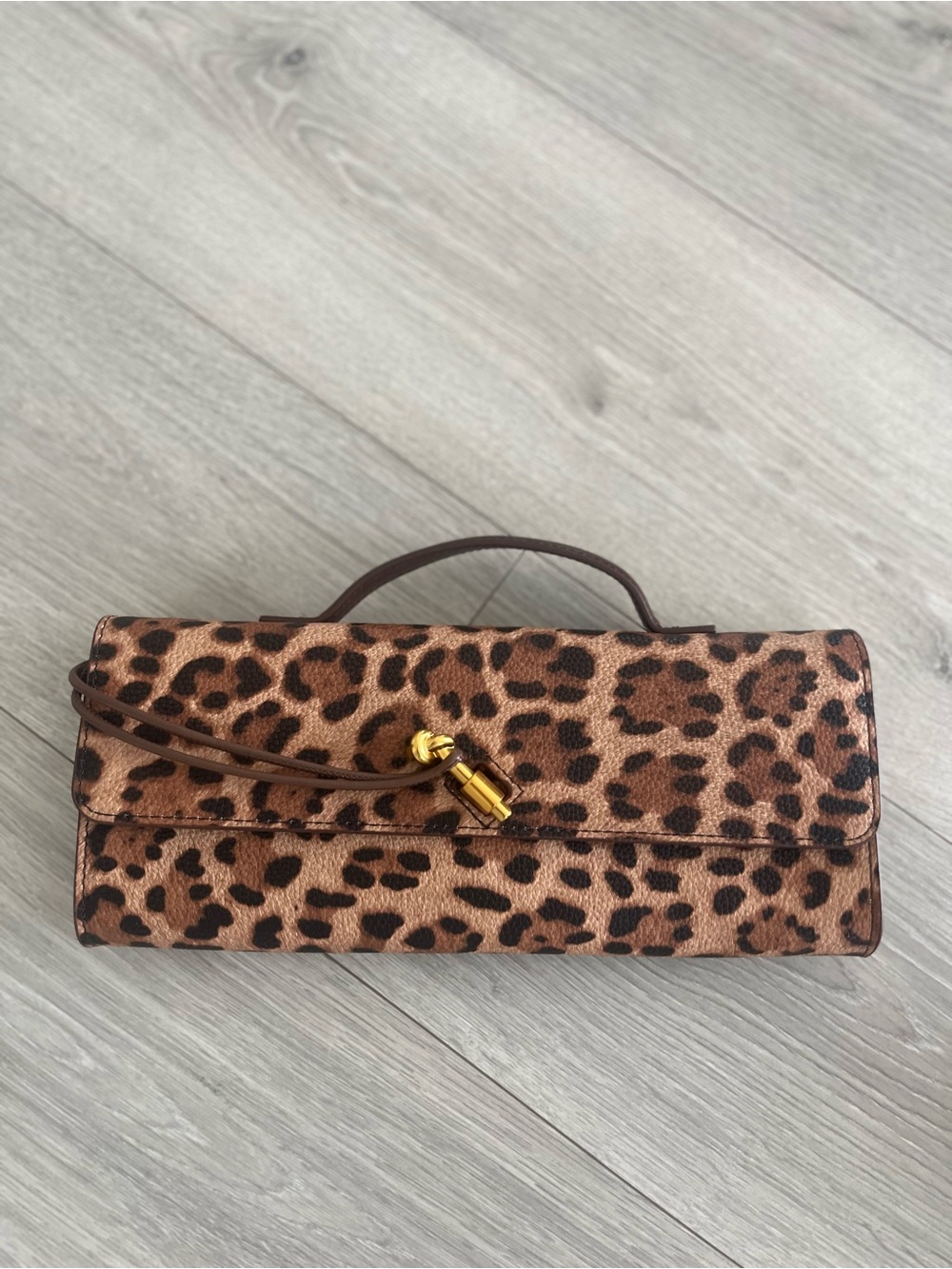 Anthropologie Leopard Print Top-Handle Clutch - Brown & Black